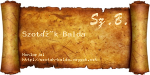 Szoták Balda névjegykártya